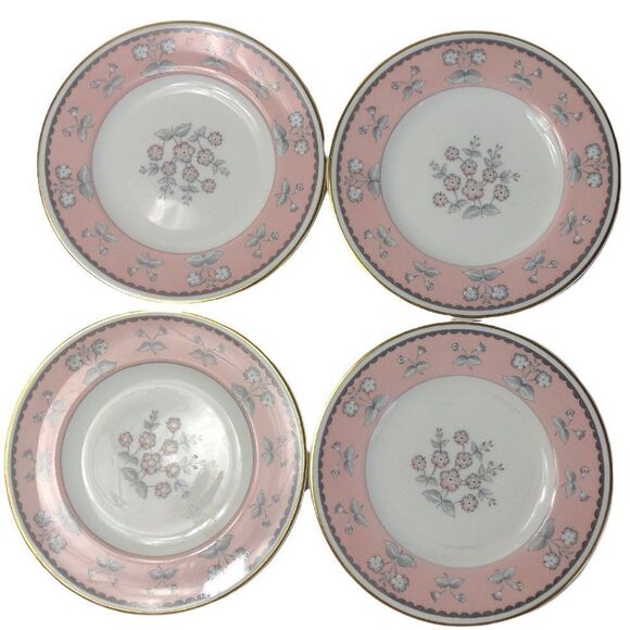 Vintage Set of 4 Wedgwood PIMPERNEL PINK Bone China Bread & Butter Plates W3652 - Picture 1 of 5
